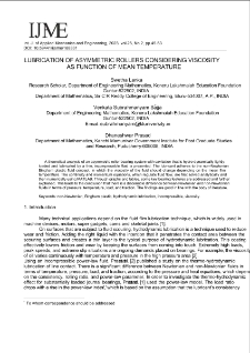 Lubrication of asymmetric rollers considering viscosity as function of mean temperature