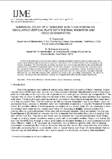 Numerical study of a transient MHD flow across an oscillating vertical plate with thermal radiation and viscous dissipation