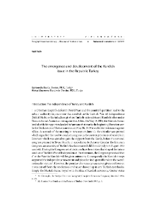 The emergence and development of the Kurdish issue in the Republic Turkey = Narodziny i rozwój kwestii kurdyjskiej w Turcji