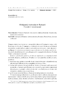 The german minority in Romania. The past and the present = Mniejszość niemiecka w Rumunii. Przeszłość i teraźniejszość