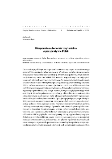 Spanish territorial autonomy in the perspective of Poland = Hiszpańska autonomia terytorialna w perspektywie Polski