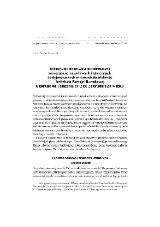 Informacja dotycząca problematyki mniejszości narodowych i etnicznych podejmowanych w ramach działalności Instytutu Pamięci Narodowej w okresie od 1 stycznia 2013 do 31 grudnia 2014 roku