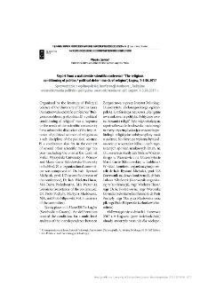 Report from a nationwide scientific conference "The religious conditioning of politics / political determinants of religion", Łagów, 1-3.06.2017 - Sprawozdanie z ogólnopolskiej konferencji naukowej "Religijne uwarunkowania polityki / polityczne uwarunkowania religii", Łagów, 1-3.06.2017 r.