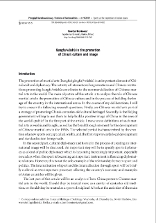 Kungfu/wushu in the promotion of China`s culture and image