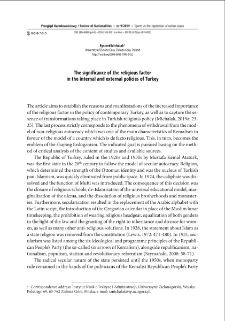 The significance of the religious factor in the internal and external policies of Turkey