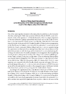 Election of Bishop Bazyli (Doroszkiewicz) as the Metropolitan of the Polish Autocephalous Orthodox Church as part of the religious policy of the Polish state