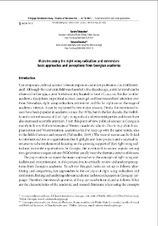 Mainstreaming the right-wing radicalism and extremism: basic approaches and perceptions from Georgian academia