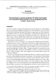 Real breakthrough or pragmatic continuation? The Polish People`s Republic in the assessment of German diplomacy on the eve of imposing martial law in Poland - discussion theses
