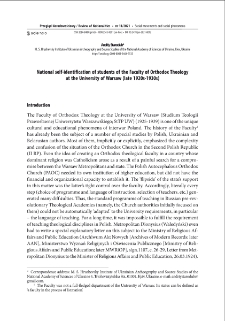 National self-identification of students of the Faculty of Orthodox Theology at the University of Warsaw (late 1920s-1930s)