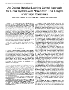 An optimal iterative learning control approach for linear systems with nonuniform trial lengths under input constraints