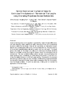 Optimal iterative learning control design for continuous-time systems with nonidentical trial lengths using alternating projections between multiple sets
