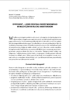 Dyrygent - lider zespołu rozrywkowego w muzycznym ruchu amatorskim = Conductor - leader of music band in the amateur music movement