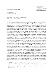 Ognozja, czyli Olgi Tokarczuk teologia sekularna = Ognosia, or Olga Tokarczuk`s secular theology