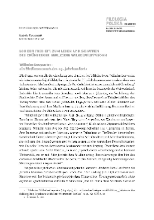 Lob der Freiheit: Zum Leben und Schaffen des Grünberger Verlegers Wilhelm Levysohn (Pochwała wolności: Wilhelm Levysohn - życie i twórczość wydawcy z dawnego Grünberga)