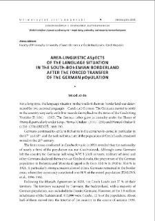 Area-linguistic aspects of the language situation in the South-Bohemian borderland after the forced transfer of the German population = Arealnolingwistyczne aspekty sytuacji językowej w regionie południowoczeskim po osadnictwie populacji niemieckiej