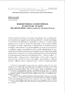Wariantywność słowotwórcza w tekście na tle epoki (na przykładzie "Reguły zakonu świętej Klary") = Word-formative variance of a text in the context of the period (on the basis of the example of the "Rule of St. Clare")