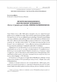 Władysław Kuraszkiewicz jako recenzent wydawniczy "Historii języka polskiego" Zenona Klemensiewicza = Władysław Kuraszkiewicz as the editorial reviewer of "Historia języka polskiego" by Zenon Klemensiewicz