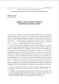 Pamięć jako pojęcie sterujące badaniem dziejów języka = Memory as a notion guiding the research into language history