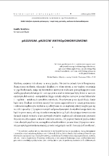 Passivum. przeciw antropomorfizmowi = The passive voice. Against Anthropomorphism
