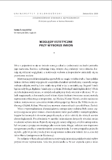 Względy estetyczne przy wyborze imion = Aesthetic considerations when selecting names