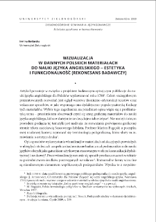 Wizualizacja w dawnych polskich materiałach do nauki języka angielskiego - estetyka i funkcjonalność (rekonesans badawczy) = Visualization in the old polish materials for english language learning - aesthetics and functionality (preliminary research)