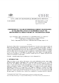 Comparison of the Use of Renewable Energy Sources (Res) by Poland and Latvia in the Perspective of the Environmental Objectives Set by the European Union