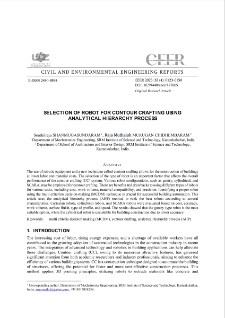 Selection of Robot for Contour Crafting Using Analytical Hierarchy Process
