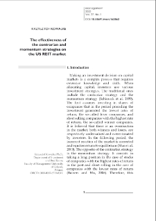 The effectiveness of the contrarian and momentum strategies on the US REIT market