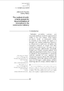 The method of multicriteria analysis for the prioritization of innovations in the construction industry