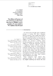 The Effect of Factors of E-marketing on Purchase Decision in MSME`s snack product: A case study in PT. Saikho Indo Kreatif