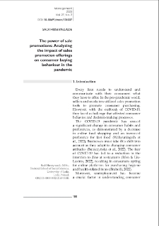 The power of sale promotions: Analyzing the impact of sales promotion offerings on consumer buying behavior in the pandemic