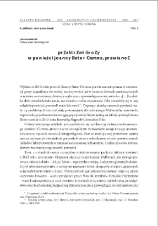 Przestrzeń grozy w powieści Joanny Bator "Ciemno, prawie noc" = The space of terror in Joanna Bator`s novel "Ciemno, prawie noc"