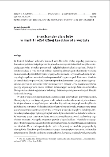 Transcendencja osoby w myśli filozoficznej kard. Karola Wojtyły = The transcendence of the human person in the philosophical thought of cardinal Karol Wojtyla