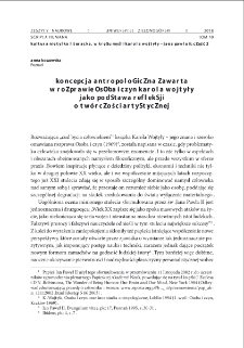 Koncepcja antropologiczna zawarta w rozprawie "Osoba i czyn" Karola Wojtyły jako podstawa refleksji o twórczości artystycznej = Anthropological conception enclosed in "Acting Person", a dissertation by Karol Wojtyla, as a ground for reflections on artistic creativity