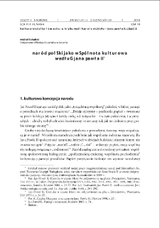 Naród polski jako wspólnota kulturowa według Jana Pawła II = Polish nation as a cultural community by John Paul II