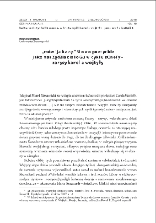 "Mów! Ja każę." Słowo poetyckie jako narzędzie dialogu w cyklu "Sonety - zarysy" Karola Wojtyły = "Speak! I order you." Poetic word as the instrument of dialogue in the cycle "Sonety - zarysy" by Karol Wojtyła