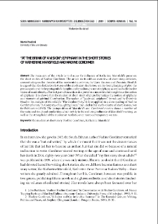 "At the brink of a vision": epiphany in the short stories of Katherine Mansfield and Nadine Gordimer