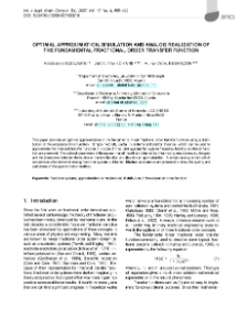 Optimal approximation, simulation and analog realization of the fundamental fractional order transfer function