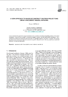 A new approach to image reconstruction from projections using a recurrent neural network