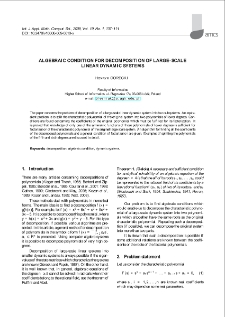 Algebraic condition for decomposition of large-scale linear dynamic systems