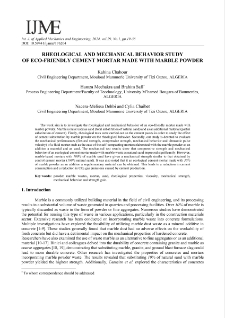 Rheological and mechanical behavior study of eco-friendly cement mortar made with marble powder