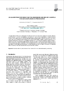 An algorithm for reducing the dimension and size of a sample for data exploration procedures