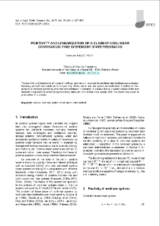 Positivity and linearization of a class of nonlinear continuous-time systems by state feedbacks