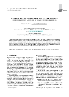 Automatic parametric fault detection in complex analog systems based on a method of minimum node selection