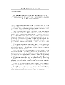 Eschatologia i epikureizm w starożytnym świecie: Julian Kułakowski o ludzkiej naturze w mitologii grecko-rzymskiej = Eschatology and epicureanism in the ancient world: Julian Kułakowski on the human nature in the greco-roman mythology