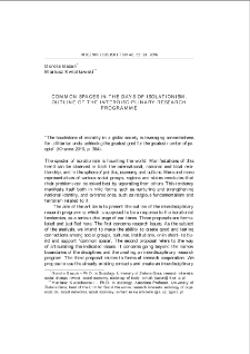 Common spaces in the days of isolationism. Outline of the interdisciplinary research programme = Wspólne przestrzenie w czasach izolacjonizmu. Zarys interdyscyplinarnego programu badawczego