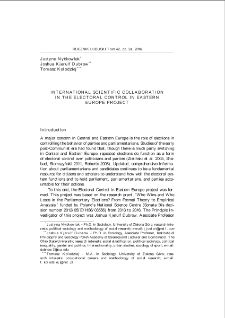 International scientific collaboration in the electoral control in Eastern Europe project = Międzynarodowa współpraca naukowa w ramach projektu Electoral control in Eastern Europe