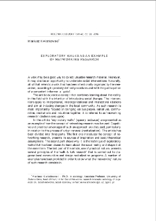 Exploratory walks as an example of networking research = Spacery badawcze jako przykład badań sieciujących