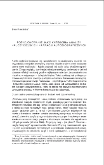 Pozycjonowanie jako kategoria analizy nauczycielskich narracji autobiograficznych = Positioning as a category of analysis of teachers` autobiographical narratives