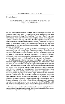 Rewitalizacja jako obszar współpracy międzysektorowej = Revitalization as a field of cross-sectoral cooperation